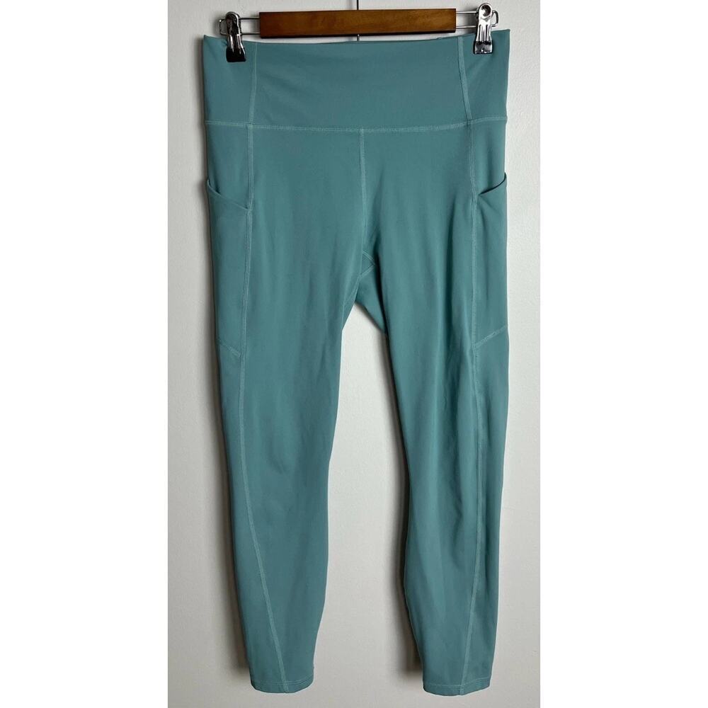 Fabletics PureLuxe High Rise Leggings Teal Blue Pockets Workout Size Small Wm’s